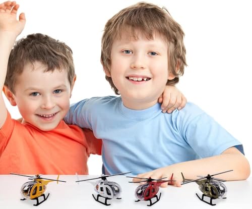 LKNBIF 4 Pieces Toy Helicopter, Mini Aeroplane Model Pull, Mini Aeroplane Set Children, 3-12 Years Boys Girls Children