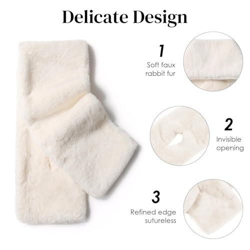 Womens Fur Collar Scarf, Faux Fur Scarves for Women, Neck Shrug for Spring Fall Winter Super Soft Cozy (Beige)4