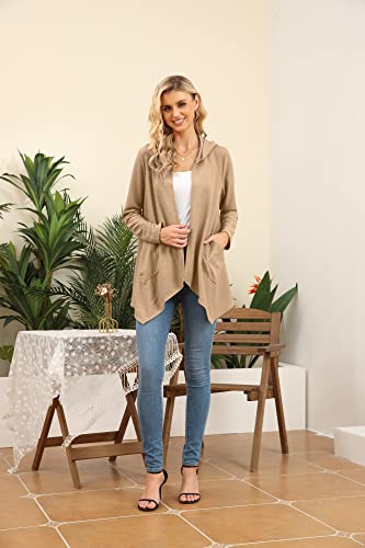 Image of VIISHOW Womens Lightweight Casual Hoodie Cardigans Open Front Waffle Knit Long Sleeve Outwear Coat with Pockets