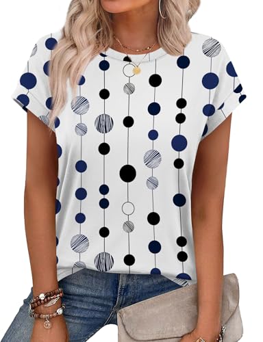 Image of Alaroo Womens Summer Tops Short Sleeve Shirts Crew Neck Cute Trendy Tunic Blouses (S-3XL)