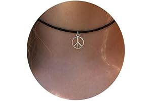 90s Style Choker Necklace with Geometric Pendant - Peace Necklace Choker Leather...