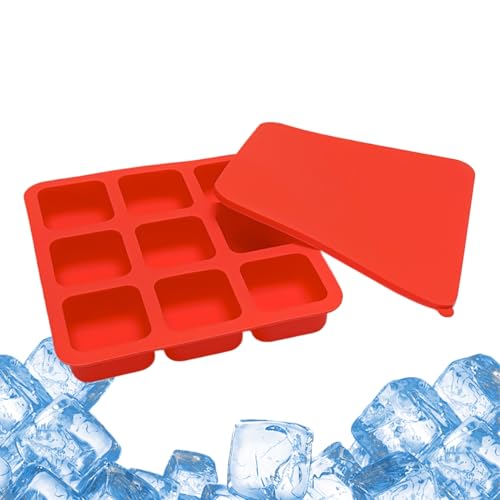 Wezalget Molde Para Cubitos De Hielo De Whisky,Recipiente Reutilizable De 9 Huecos Con Tapa,Contenedor De Hielo - Para Cócteles Whisky Café Fiestas Bebida Comida Bar Camping Chocolate