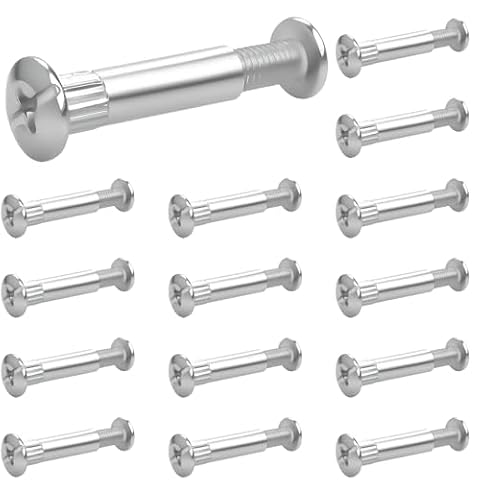 60 sztuk śrub łączących M6 32-42 mm, łączniki meblowe, śruby do szafek (30 x śruby meblowe, 30 x śruby tulejkowe), śruby łączące meble, szafki, deski drewniane