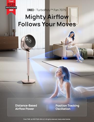 Image of Dreo Smart Fan for Bedroom, Position-based Oscillation, 150+120 3D Oscillating Fan, 110ft Pedestal Fans with Wi-Fi /Voice /Remote, Standing Fans Work with Alexa /Google, 9 Speeds, 6 Modes, Starlight