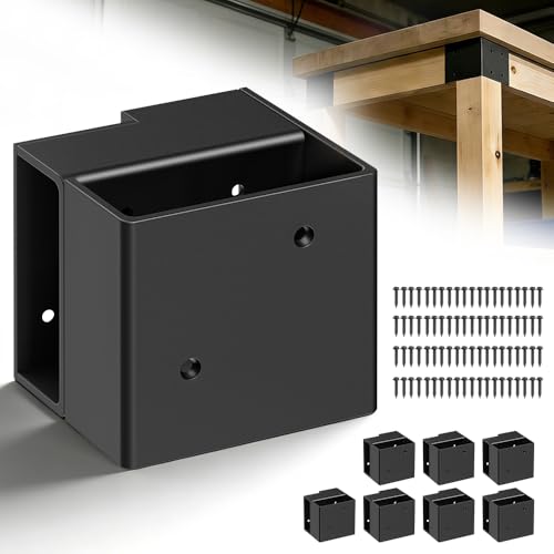 2x4 Workbench Kit - 8PCS Heavy Duty Steel Work Bench Brackets 3-Way Right Angle Workbench Corner Brackets for Workbench Shelving Wood Table Work Bench Bracket Kit Fits 2x4 (Actual 1.5x3.5) Wood