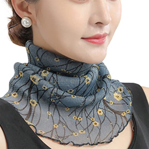 Summer Scarves for Women Floral Chiffon Neck Guard False Collar Elastic Bib Wraps Holiday Scarf Gift