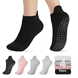 Ligtmor 4 pares de calcetines de pilates con agarres para mujer,
