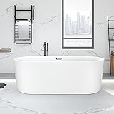 Rizzon 70'' Acrylic Freestanding Bathtub Soaking Tub with Grace shape & the cUPC Certified，Anti-Cracking&Skid，Stain-Resistant Brass Drain and Classic Slotted Stainless Steel Overflow (70''x 32'')