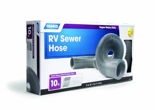 Image of Camco Durable High Tensile Strength Vinyl Sewer Hose with Steel Wire Core - 10' Hose with 18 mils of HTS Vinyl, Great for Year Round RVing Compresses to 25 inch for Simple and Easy Storage, Gray (39641)