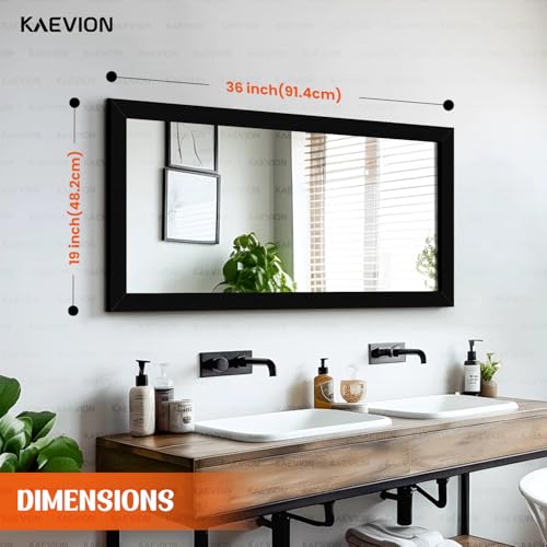 Image of Wall Hanging 3ft White Waterproof PVC Framed | Home Decor Wall Mounted Mirror for Bedroom Living Room Vanity Farmhouse | Wash Room Glass for Makup