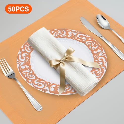 Platos Cargadores Antiguos Plástico Redondo 13 Pulg 50 Pzs miniatura 3