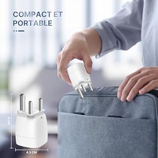 【2 Pièces】 Adaptateur de Voyage France vers Afrique du Sud, 2 Broches Europe vers 3 Broches Type M, Adaptateur de Prise pour Mozambique, Bhoutan, Namibie, Botswana
