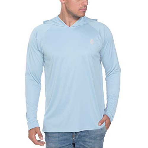 Mens Rash Guard Sunscreen Shirt - UPF 50+ UV Sun Protection Long Sleeve Hoodies Carolina Blue - Thumbnail 3