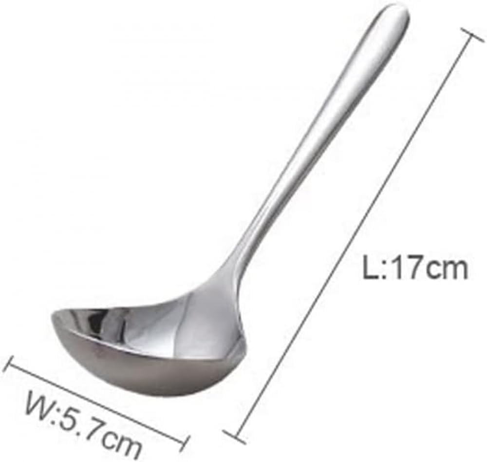 Dessert Spoon,Spoon Coffee Sugar Dessert Cake Ice Cream Soup Antipasto Soup Spoons Stainless Steel Round Spoons Serving Spoon-A