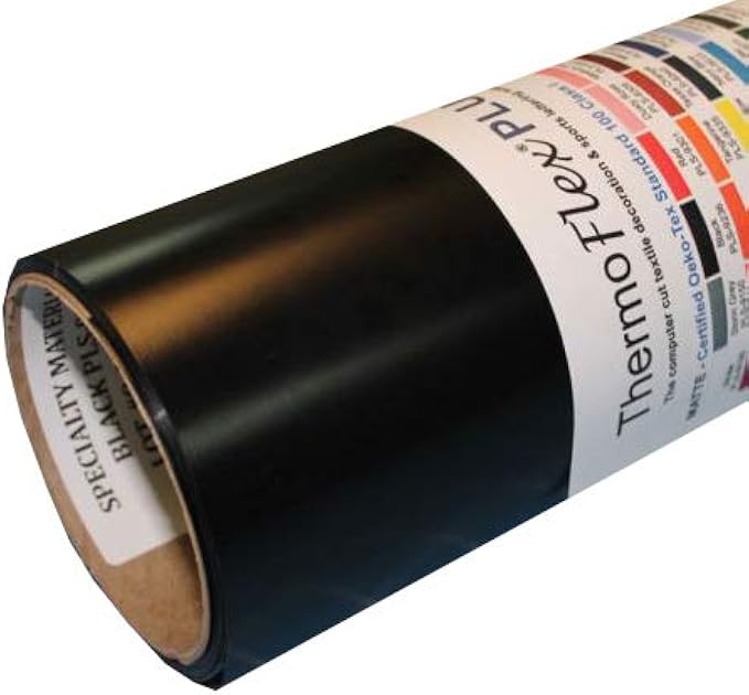 ThermoFlex Plus 15" Roll, Iron on Heat Transfer Vinyl, HTV (Black, 50 Feet)