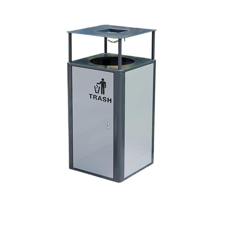 Poubelle d'extérieur simple carrée à grande capacité avec couvercle