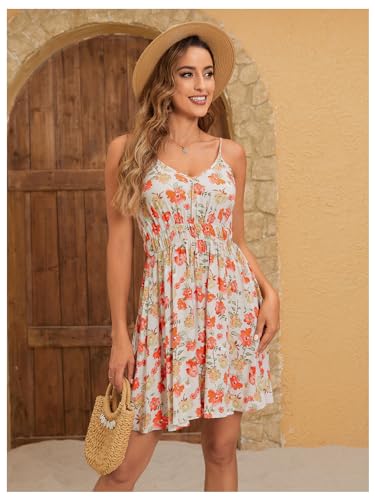 Image of SweatyRocks Women's Boho Floral Print Spaghetti Strap Cami Dress Casual Flare Short Dresses