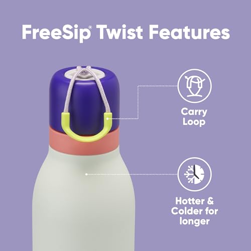 Image of Owala FreeSip Twist Insulated Stainless Steel Water Bottle with Straw for Sports and Travel, BPA-Free, 18-oz, Purple /Mint (Minty Horizon)