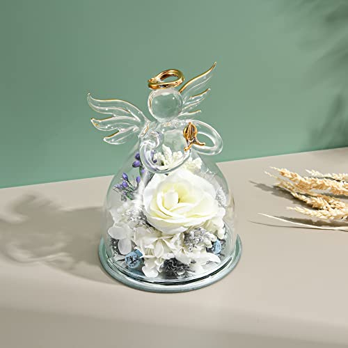 Ywbg Mothers Day Flowers Gifts For Women Grandma Mom Preserved Flowers & Artificial Flowers Valentine Day Gifts For Wife Mom Her Creamy White Glass Angel Artwork Gifts For Women #TOP2