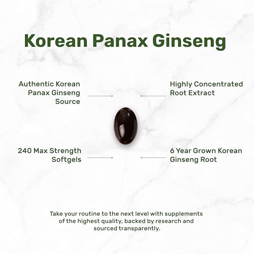 Korean Red Panax Ginseng Root Extract, 7,500mg Serving, 240 Softgels – 150mg Active Ginsenosides - Image 6