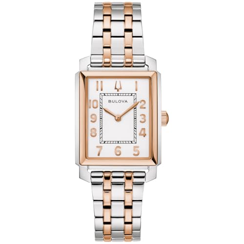 Montre Bulova Sutton bicolore en acier avec cadran blanc élégant de 25 mm pour femme