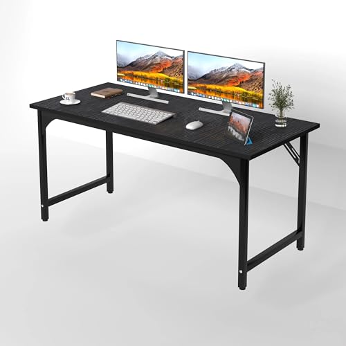 47 Inch Black Extra Deep Desktop Desktop Desk Sturdy Metal Frame Simple Workstation Game Study Writing All-Rounder