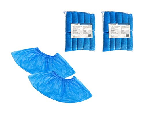 OneProtek - Lot de 2x 100 Surchaussures jetables imperméables OneProtek - Étanches, antidérapantes et résistantes à la déchirure - Couvre chaussure en polyéthylène (CPE) Bleu - Taille Unique