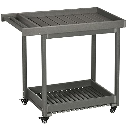 Outsunny Servierwagen, Barbecue Trolley mit Handtuchhalter, Garten...