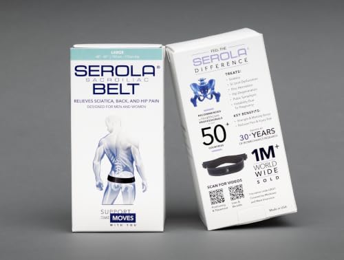 Image of Serola Sacroiliac Belt for SI Joint Dysfunction - (Large fits 40 inch to 45 inch) Lower Back, Pelvic & Hip Support brace for Women & Men, Non-Slip, Adjustable & Breathable Brace (Pack of 2)