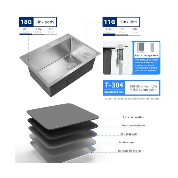   Kitchen-Sink-32x18-Topmount-Single-Bowl-Drop-in-Sinks-304-Stainless-Steel-Handmade-Home-Bar-Outdoor-RV-Sinks-Brushed