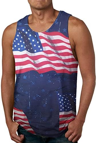 FUSOYUN Men 4th of July Tank Top USA Flag Sleeveless Shirt Fourth Memorial Day Patriotic Gym Bodybuilding Workout Tee Clothes