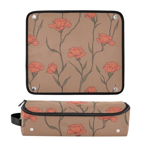 Bolsa de Viaje para Herramientas de Cabello Naranja con Flores, Resistente al Calor, Organizador Impermeable para Plancha, Rizadora y Secador miniatura 3