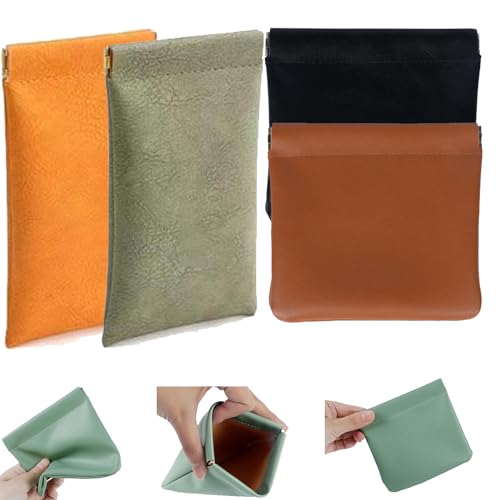 QKKO Jollywish - Bolsa organizadora de cuero con cierre a presión personalizado, bolsas con cierre a presión, bolsa de cosméticos de bolsillo de piel de cordero, bolsa de cosméticos Jollywish sin