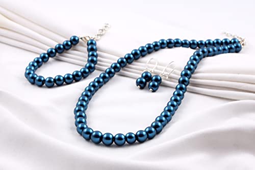 Image of JFL Combo Imitation 6mm Round Pearl Necklace Set Moti Mala Pearl Set With Earrings,Bracelet Handcrafted Jewellery for Less