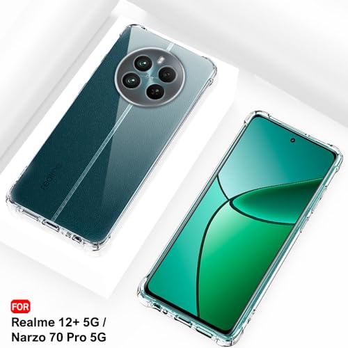 Image of TheGiftKart Crystal Clear Back Cover Case for Realme 12 Plus 5G / Realme P1 5G / Narzo 70 /70 Pro 5G | Shockproof Soft TPU Case | Cushioned Edges for Ultimate Protection Cover Case (TPU, Transparent)