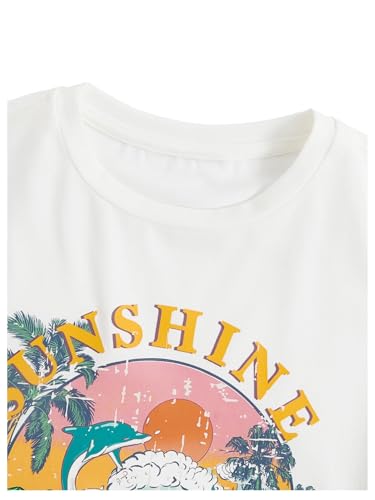 Girl's Graphic Print Tee Shirt Round Neck Short Sleeve T Shirts Summer Cute Trendy Tops4