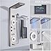 Brushed LED Light LCD Shower Faucet Bathroom SPA Massage Jet Shower Column System Waterfall Rain Shower Panel With Shelf Tap(Brushed Nicekel B)