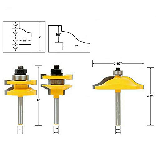 Fraise-fraise pour portes d'armoires anti-vibration tige 8mm 3pcs