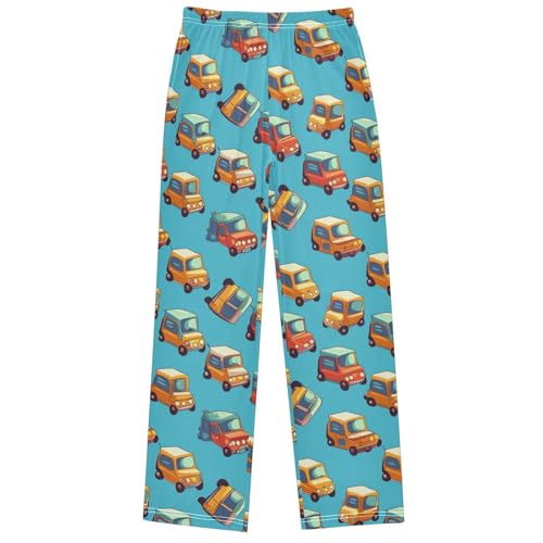 Boy's Pants Basic Cartoon Car Jogger Pants Elastic Waist Long Bottoms Trousers with Pockets 6-14 Years