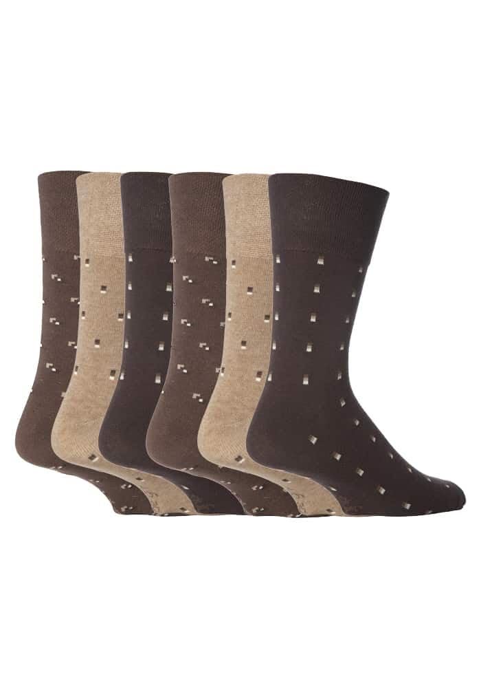 Mens 3 Pair Gentle Grip Argyle Mix Socks In 2 Colours - 6-11 Mens - Brown