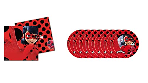 ALMACENESADAN 1100, pack festas e aniversários basic Lady, composto por 8 pratos 23 cm de cartão e 20 servileltas de papel