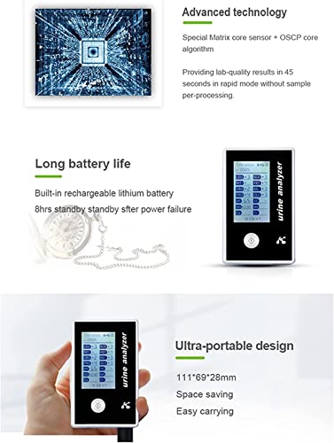 HSRG Home Portable Urine Analyzer, 14 Routine Urine Analysis and Testing Instruments with 100pcs Test Strips, USB Charging, for Home Testing, Traveling, Hospital and Clinics
