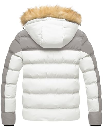 Image of Pursky Men's Puffer Jacket Waterproof Winter Bubble Coats Ski Parka Fur Hooded