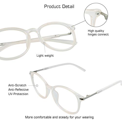Image of VisionGlobal Blue Light Blocking Glasses for Women /Men,Computer Reading, TV Glasses, Stylish Oval Frame(Clear, +3.25 Magnification)