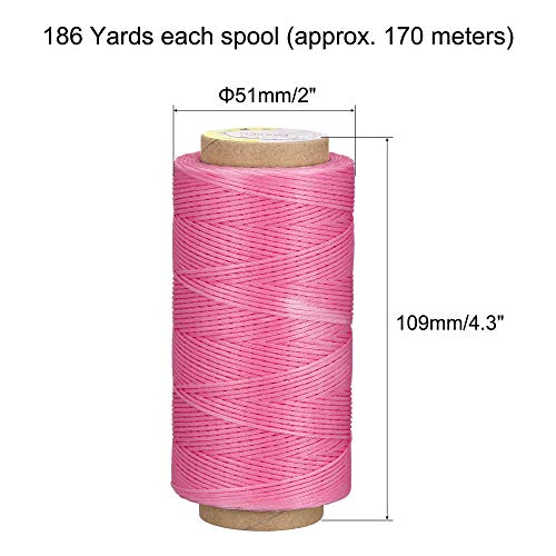 Hilo encerado para coser cuero 186 yardas 1mm poliéster rosa miniatura 2