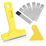 Schaber Set mit 10 Klingen,Schaber + Mini-Spachtel Tapetenentferner Glasschaber Ceranfeldschaber Schaber zum Reinigen Schaber Werkzeug für Tapeten entfernen Farbschaber Rakel für Folie