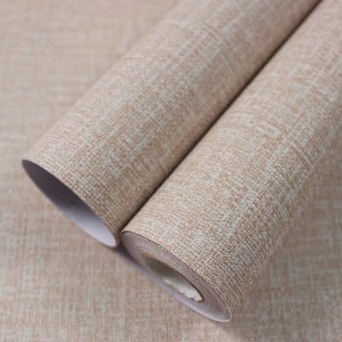 WADILE Selbstklebende Tapete, Klebefolie Leinenoptik Wandtapete für Wand, Möbel, Küche – Textil Tapete Wandfolie Struktur Tapete, Dekofolie für Wohnzimmer, Schrank, und mehr Khaki, 40CM X 5M