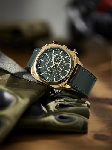 Image of French Connection Chronexis Green Dial Chronograph Watch for Men - FCB19NL