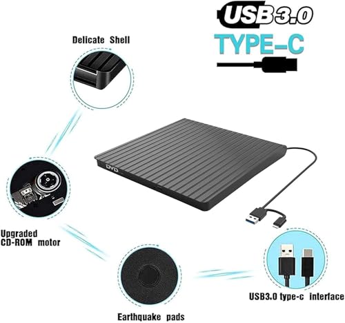 Lectora Externa CD/DVD USB-C y USB 3.0 para Laptop y PC miniatura 5