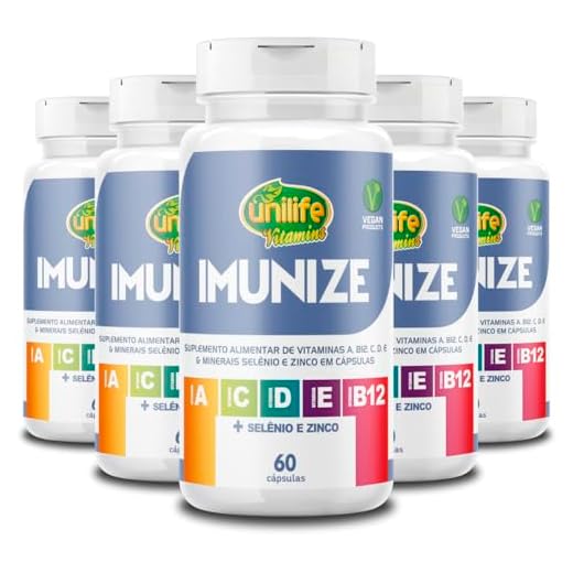 Kit 5 Imunize Vitaminas A, C, D, E, B12 + Selênio e zinco Unilife 60 cápsulas
